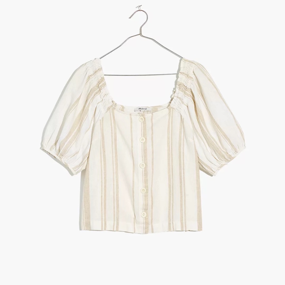Madewell - Linen-Blend Square-Neck Button-Front Top: Undyed Edition (NWT…